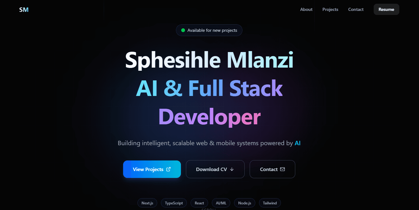 AI Developer Portfolio Website project screenshot